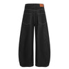 Black Wide Leg Contrast Stitch Denim Pants