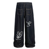 Floral Print Vintage Wide Leg Jeans
