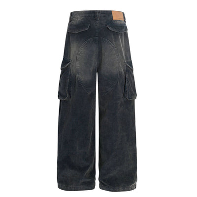 High Waisted Wide Leg Corduroy Cargo Pants