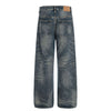 Vintage Dark Wash Faded Wide Denim