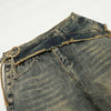 Distressed Wide Leg Denim Pants Asymmetrical Layered Waist
