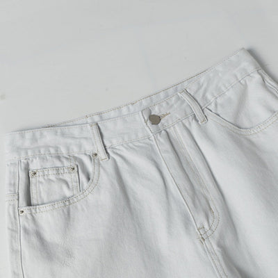 High Street Washed Distressed Wide Leg Flared Jeans