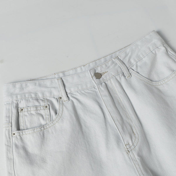 High Street Washed Distressed Wide Leg Flared Jeans