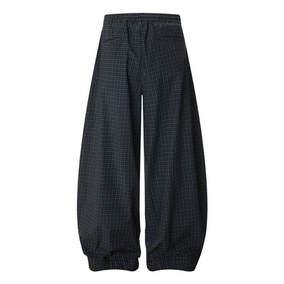 Vintage Plaid Wide Leg Relaxed Drawstring Pants