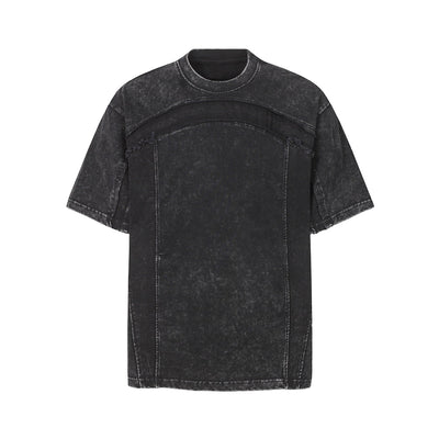 Patchwork Vintage Washed Short Sleeve Cotton Tee