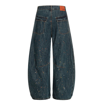 Paint Splatter American High Street Wide Denim