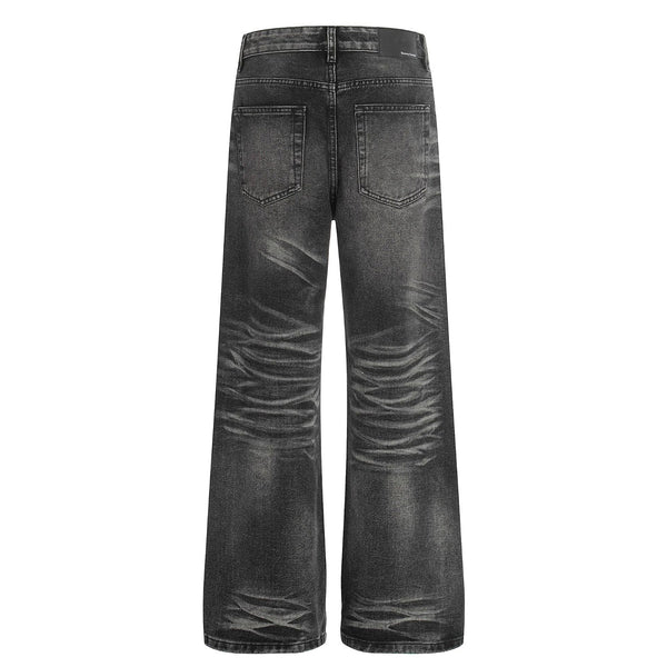 American High-Street Black Washed Flared Jeans