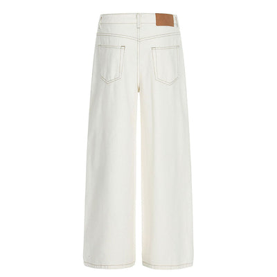 High Waist Wide Leg Button Fly Denim Pants