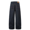 Patchwork Curved Wide-Leg Raw Denim Premium Jeans