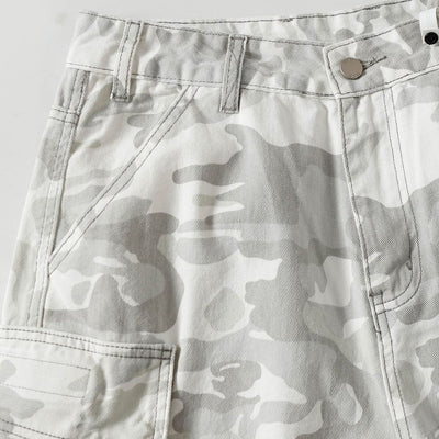 Snow Camo Combat Multi Pocket Wide Leg Cargo Pants
