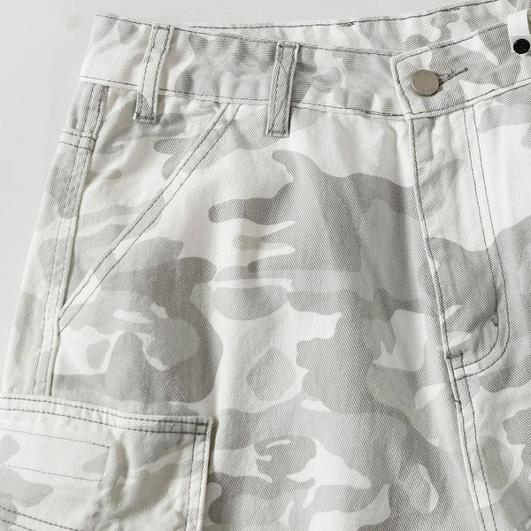 Snow Camo Combat Multi Pocket Wide Leg Cargo Pants