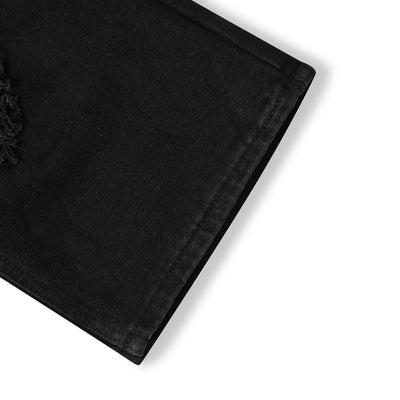 Distressed Black Ripped Flared Jeans