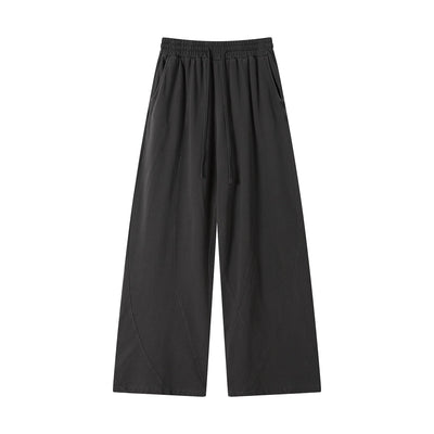 Streetwear Distressed Curved Panel Straight-Leg Pants