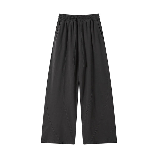 Streetwear Distressed Curved Panel Straight-Leg Pants