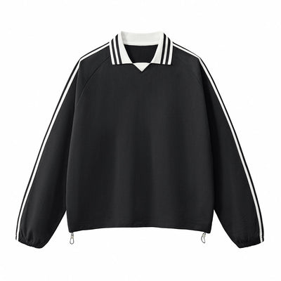 Retro Striped Collar Pullover Sweatshirt