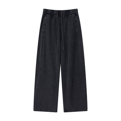 Curved Seam Straight Leg Casual Street Trousers