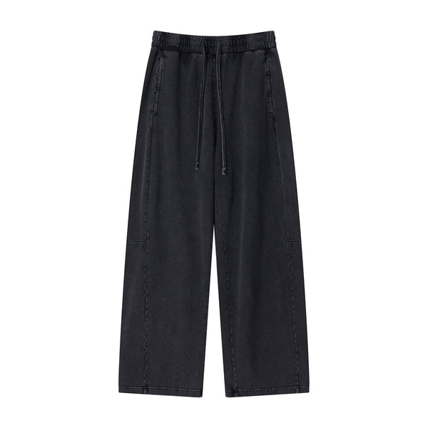 Curved Seam Straight Leg Casual Street Trousers