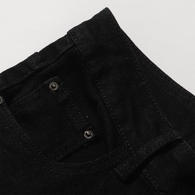 Slim Fit Solid Black Flared Denim Pants