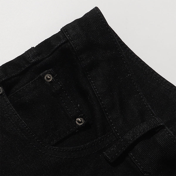 Slim Fit Solid Black Flared Denim Pants
