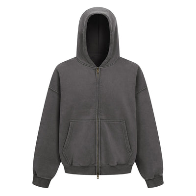 Vintage Oversized Full Zip Kangaroo Pocket Hoodie