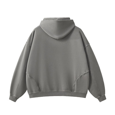 Heavyweight Washed Raw Edge Cotton Hoodie