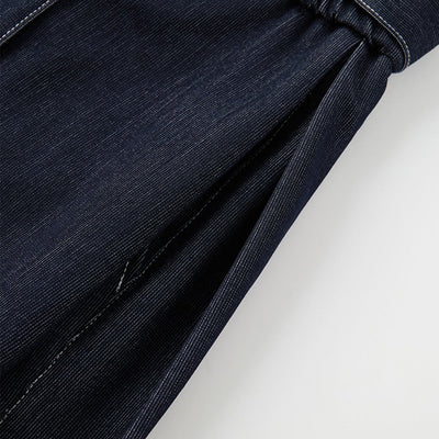 High Waist Tie Belt Relaxed Denim Shorts
