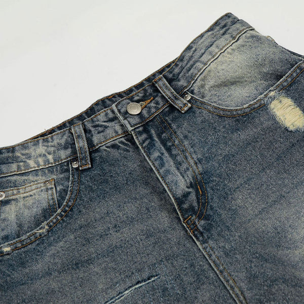 Distressed High Waist Wide Leg Jeans