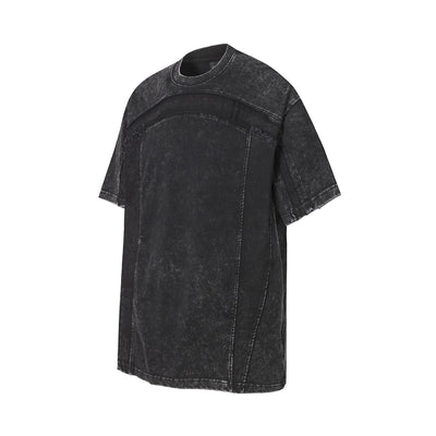 Patchwork Vintage Washed Short Sleeve Cotton Tee