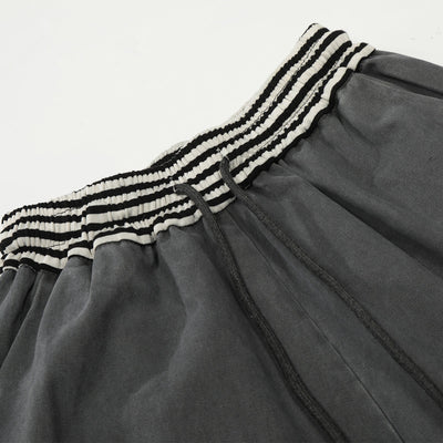 Casual Wide Leg Cargo Pants Striped Elastic Waistband