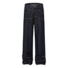 Raw Denim Straight-Leg Jeans High-Street Turquoise Accent