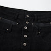 Faux Leather Accent High Waisted Wide Leg Denim Trousers