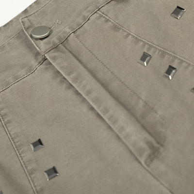 Square Stud Detail Wide Leg Pants