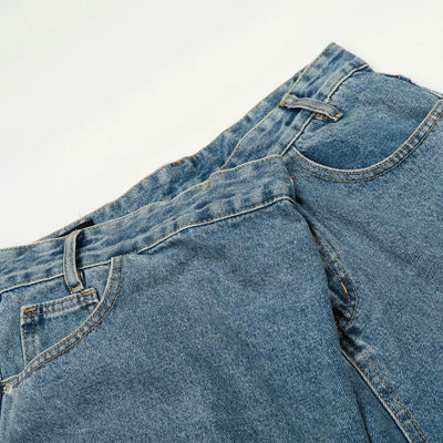 Asymmetrical Wide Leg Modern Light Wash Jeans