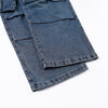 High Waisted Cargo Denim Pants Oversized Pockets Vintage Wash
