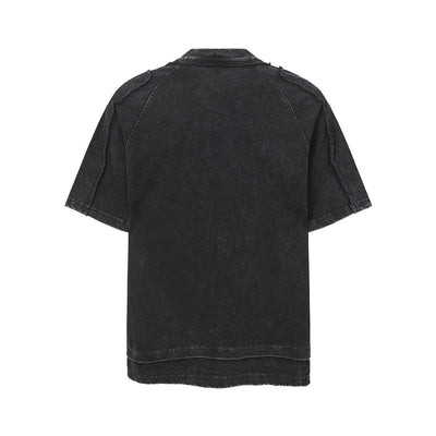 Vintage Washed Patchwork Short Sleeve Chest Pocket Tee