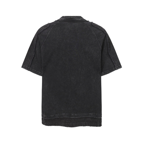 Vintage Washed Patchwork Short Sleeve Chest Pocket Tee