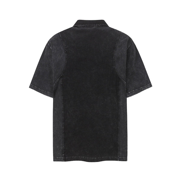 Two Tone Vintage Wash Contrast Panels Polo Shirt