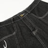 Flame Print Black Wide Leg Denim Shorts