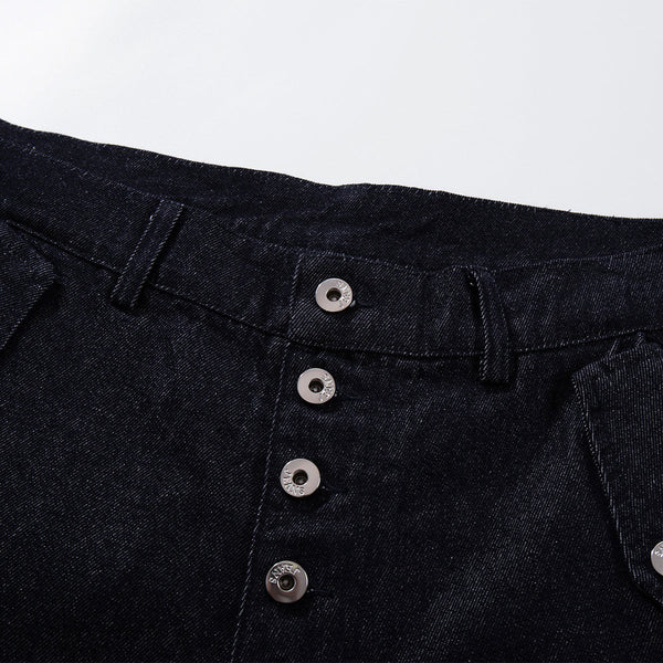 High Waisted Relaxed Fit Button Fly Vintage Blue Jeans