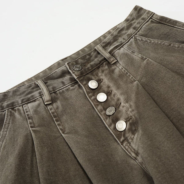 High-Waisted Wide-Leg Button Front Vintage Pants