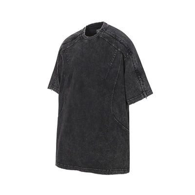 Structural Panels Sleeve Zipper Vintage Washed Short Sleeve Tee