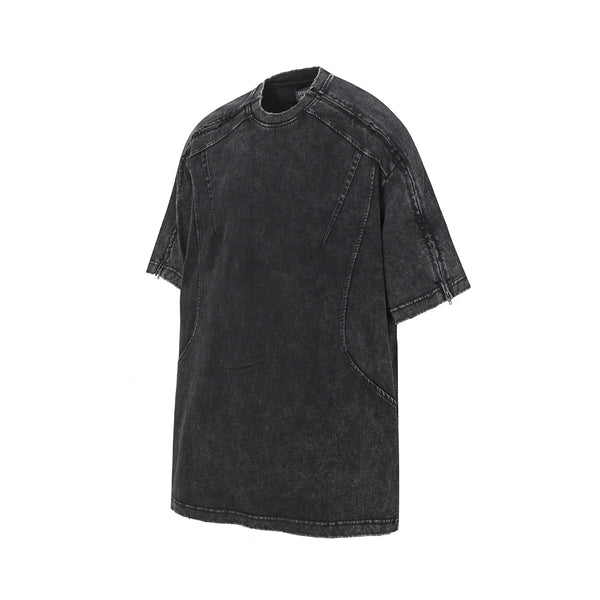 Structural Panels Sleeve Zipper Vintage Washed Short Sleeve Tee