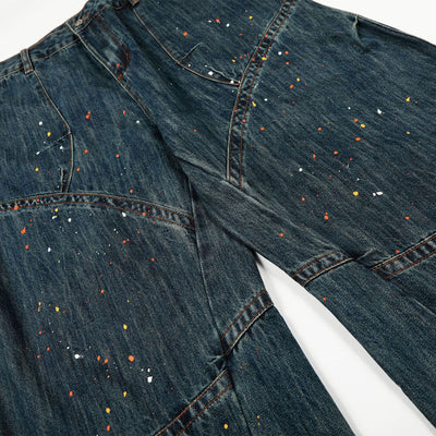 Paint Splatter American High Street Wide Denim