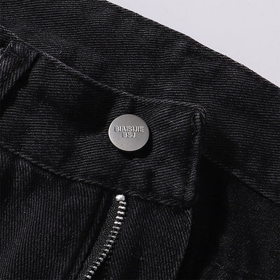 Black Washed Wide Leg Denim Jeans