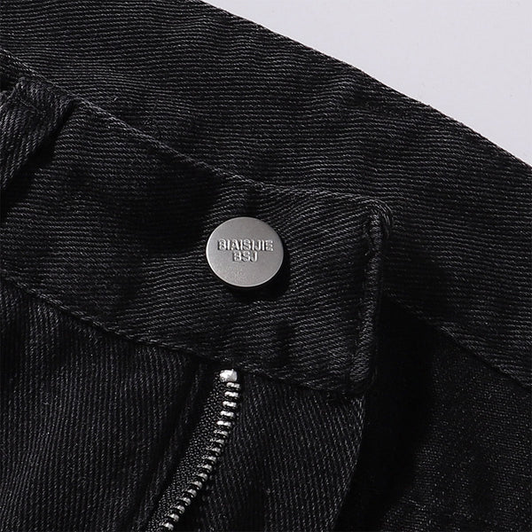 Black Washed Wide Leg Denim Jeans