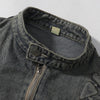 Bold Stitching Distressed Denim Jacket