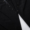 Croc Textured Panels Edgy Black Denim Wide Leg Jeans