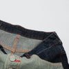 Patchwork Curved Wide-Leg Raw Denim Premium Jeans