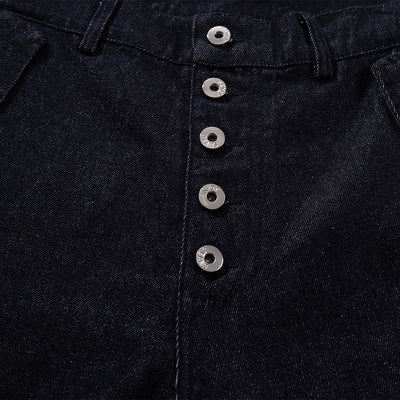 High Waisted Relaxed Fit Button Fly Vintage Blue Jeans