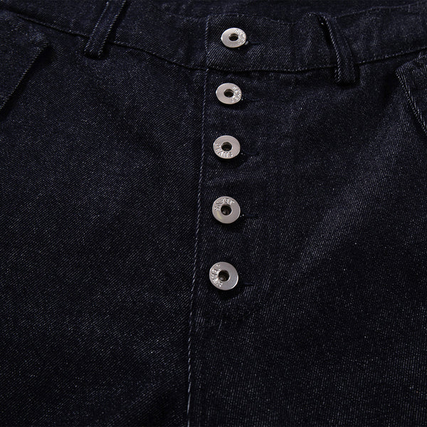 High Waisted Relaxed Fit Button Fly Vintage Blue Jeans